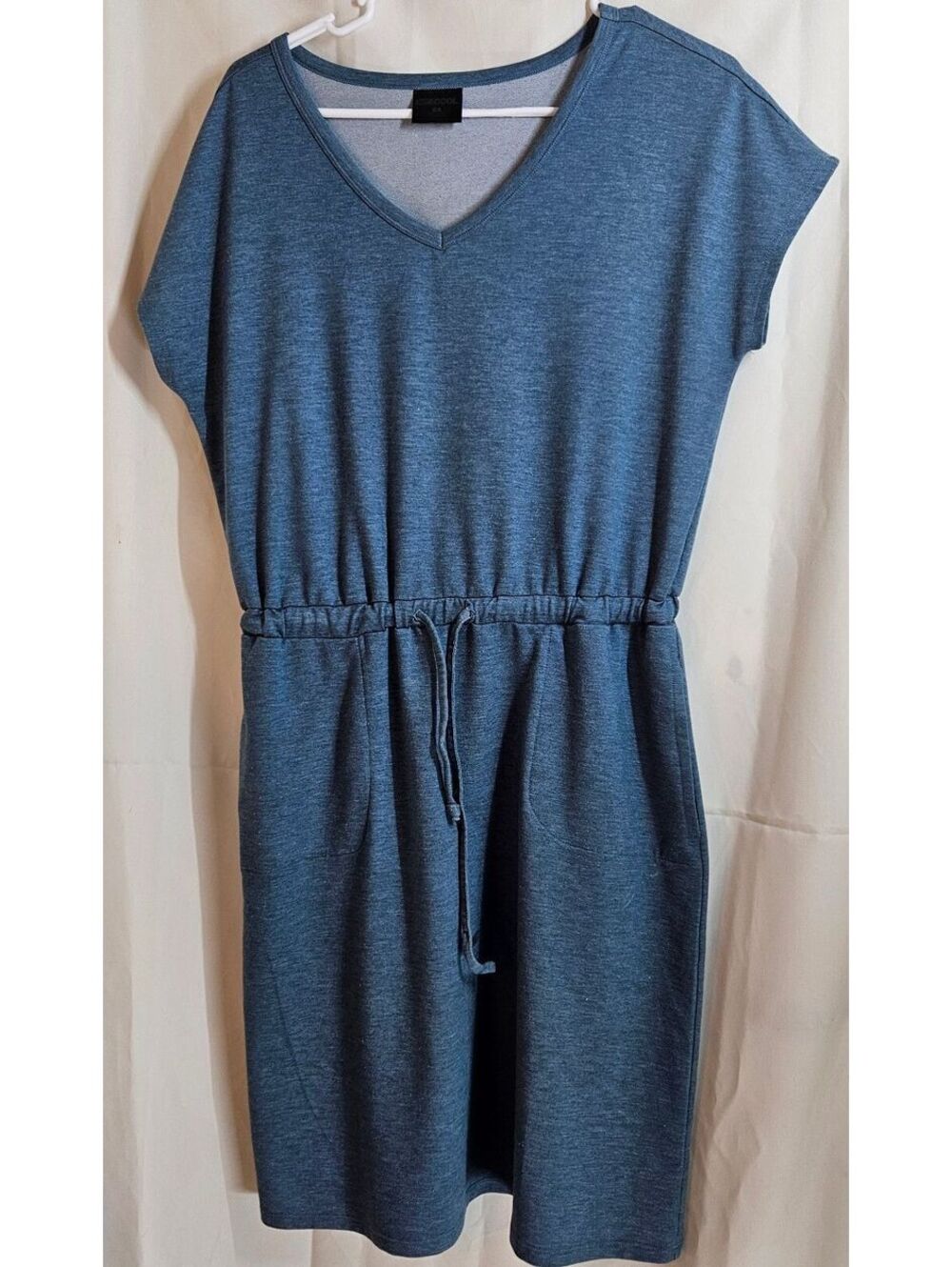 32 Degrees Cool Women's Blue V-Neck Drawstring Waist Dress Size Small